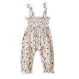 Summer One Piece Outfits Infant Baby Girl Romper Jumpsuit Sleeveless Ruffle Halter Floral Bodysuit Clothes (Khaki, 6-12 Months)