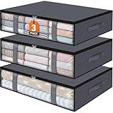 StorageRight Storage Bins,3-Pack Clothes Containers, Foldable Blanket Storage Bags, Under Bed Containers for Organizing, Clothing, Bedroom, Comforter, Closet, Dorm, Quilts, Organizer,Grey