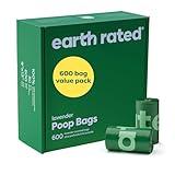 Earth Rated Dog Poop Bags Value Pack, Leak-Proof and Extra-Thick Pet Waste Bags for Big and Small Dogs, Refill Rolls, Lavender Scented, 600 Count