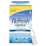 Refresh Optive Lubricant Eye Drops, Preservative-Free, 0.01 Fl Oz Single-Use Containers, 60 Count