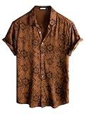 JOTOOK Mens Hawaiian Shirt Short Sleeve Button Down Tropical Shirts Casual Floral Summer Beach Shirt Vacation Shirt Large OrangeFlower