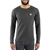 Carhartt Men's Force Midweight Synthetic-Wool Blend Base Layer Crewneck Pocket Top, Black Heather, 3X-Large