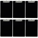 Trade Quest Plastic Clipboard Opaque Color Letter Size Low Profile Clip (Pack of 6) (Black)