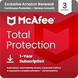 McAfee Total Protection 3-Device 2025 Ready |Security Software Includes Antivirus, Secure VPN, Password Manager, Identity Monitoring | 1 Year Subscription with Auto Renewal