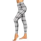 ZOOSIXX High Waisted Black Leggings for Women - Tummy Control Soft Opaque Printed Pants for Running Workout