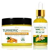 Turmeric Body Scrub Turmeric Oil, Natural Organic Hydrating Exfoliating Scrub For Body, Face, Hand, Foot, Skincare Bikini Private Area Smooth & Soften Exfoliator, Suitable for All Skin Types