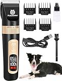 Petsaunter Dog Clippers for Grooming, 4-Speed & LCD, Low Noise Electric Dog Trimmer for Grooming, Cordless Rechargeable Dog Hair Clippers, Super Quiet for Dogs & Pets with Thick or Heavy Coats(C95)