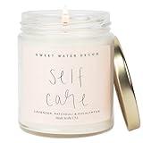 Sweet Water Decor Self Care Soy Candle - Patchouli Eucalyptus & Lavender Candles for Home - 100% Cotton Wick & Spa Scented Soy Wax Candles with 40 Hour Burn Time - 9oz Clear Jar - Made in the USA