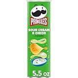 Pringles Potato Crisps Chips, Lunch Snacks, On-The-Go Snacks, Sour Cream and Onion, 5.5oz Can (1 Can)
