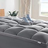 SLEEP ZONE Mattress Topper Queen Size, Extra Thick Fitted Mattress Pad for Back Pain, Plush and Support Mattress Cover, Deep Pockets Mattress Protector, Hotel Quality (Grey, Queen)