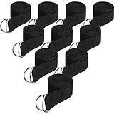 Jerify 10 Pcs Yoga Strap for Stretching Bulk 6ft Exercise Stretch Band with Metal D Ring Adjustable Pilates Non Elastic Yoga Stretch Belt for Women Men Physical Fitness Gym Workout Dance(Black)