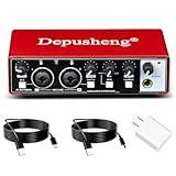 Depusheng RED USB Audio Interface for Recording Music, XLR Interface with 48 V Phantom Power, Audio Box for Guitarists,Podcasters or Producers to record and playback studio quality sound