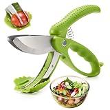 ALEXPHY Salad Scissors, Salad Chopper with Double Blades, Lettuce Chopper, Lettuce Scissors for Chopped Salad, Chopped Salad Chopper Tool for Tossing and Chopping in Salad Bowl (Green)