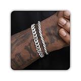 Pealicious Mens Bracelet Silver Bracelets for Men as Boys Bracelets, Stainless Steel Silver Cuban Link Bracelet for Men Teenage Friends as Waterproof Silver Bracelet Men Jewelry Mens Accessories