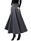 Winter Dresses for Women 2025 Fall Skirt High Waisted A Line Vintage Corduroy Sweater Tweed Wool Dress Long Winter Skirt, Dark Grey, M