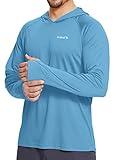 BALEAF Men's Sun Protection Hoodie Shirt UPF 50+ Long Sleeve UV SPF T-Shirts Rash Guard Fishing Swimming Lightweight Malibu Blue L