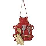 Midwest-CBK Cute Christmas Holiday Pastry Chef Bakers Apron Ornament , Red, Medium, 3.5" x 3"