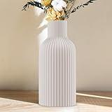 Vase, White Ceramic Flower Vase, Minimalist Modern Home Decor, Matte Finish Pampas Grass Vase for Table, Fireplace, Shelf, Mantel, Entryway and Centerpieces