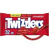 TWIZZLERS Twists Strawberry Flavored Licorice Style, Low Fat Candy Big Bag, 32 oz