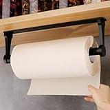 MONEER Kitchen Roll Holder Under Cabinet, Paper Towel Holder, Aluminum Alloy Kitchen Towel Holders, Self Adhesive Kitchen Roll Holder for Kitchen, Bathroom, Living Room (Black)