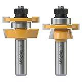 Fivepears Shaker Rail and Stile Router Bits Set 1/2 Inch Shank, 3/8 Inch Cutting Depth, Up to 7/8 Inch Stock, Shaker Style Router Bit for Making Kitchen Cabinet Door Wood Flooring Raise Panel.