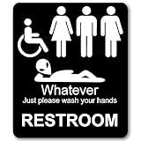 Just Please Wash Your Hands Sign - Inclusive Sign for Bathroom Door, Funny Bathroom Sign Bathroom Wall Decor - Alien Decor, Men, Womens, Handicap, Transgender Bathroom Sign, Bathroom Decor - 8.5"x10"