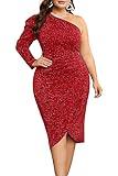 KIMCURVY Plus Size Homecoming Dress Fall Wedding Guest Ruched Asymmetrical Hem Party Women's Club & Night Out Dresses Red 16W