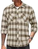 COOFANDY Men's Flannel Plaid Shirts Long Sleeve Casual Button Down Shirt with Pockets