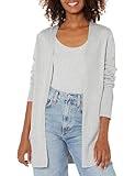 Amazon Essentials Women's Lightweight Open-Front Cardigan Sweater (Available in Plus Size), Light Grey Heather, Large