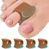 5 STARS UNITED Big Toe Spacers for Men & Women – 4 Gel Separators for Overlapping & Curled Toes, Bunions, Alignment - Silicone Spreader, Corrector & Straightener, Honey