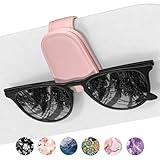 NPOOYI Sunglasses Holder for Car Visor, Magnetic Leather Sunglass Holder, Sun Visor Glasses Hanger Clip, Car Interior Accessories for Women Men, Fits All Size Eyeglasses, Pink