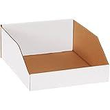 Top Pack Supply Open Top Bin Boxes, 10" x 12" x 4 1/2", White (Pack of 25)