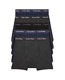 Calvin Klein Men's Cotton Classics 5-pack Boxer Brief, 2 Blue Shadow Body W/Blue Shadow Waistband, 2 Charcoal Heather Body W/Charcoal Heather Waistband, 1 Black Body W/Black Waistband, Large