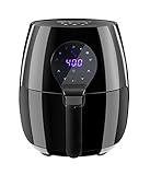 Elite Gourmet EAF5317D Digital 5.3Qt Hot Air Fryer 7 Menu Functions 1350W Oil-Less Healthy Cooker, Timer & Temperature Controls, PFOA/PTFE Free, Black