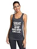 FANNOO Tank Tops for Women-Womens Funny Saying Fitness Workout Racerback Tank Tops Sleeveless Shirts Grey