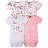 Gerber baby girls 4-pack Short Sleeve Onesies Bodysuits Shirt, Bunny Ballerina Purple, 18 Months US