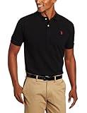 U.S. Polo Assn. Men's Classic Polo Shirt, Two-Button Closure Pique Polo Shirt, Summer Fashion Golf Shirt, Old Black, XXL