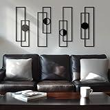 Abstract Black Metal Wall Art for Living Room, 4 Pack Large Wall Sculptures Minimalist Modern 3D Textured Geometric Metal Wall Decor for Bedroom Bathroom Kitchen Study