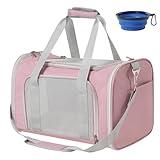 Roaringkitty Travel in Style: Portable Pet Carrier for Small Pets up to 15 Lbs- Airline Approved, Collapsible & Comfortable cat/Puppy Soft Sided Bag (Pink)