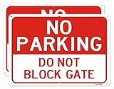 2 Pack No Parking Sign, Do Not Block Gate Signs, 14 x 10 Inches Reflective Rust-Free Aluminum, Easy Mounting, Durable Ink, UV Protected