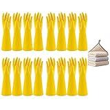 Vsootal 8 Pairs Reusable Household Cleaning Gloves, Rubber Kitchen Dishwashing Gloves,Extra Thickness, Long Sleeves, for Washing Dishes, Pet Care(X-Large, Yellow)