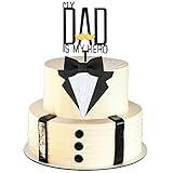 Gyufise 3Pcs Happy Father's Day Cake Toppers Dad is My Hero Cake Decorations Dad Happy Birthday Cake Toppers for Fathers Day Birthday Party Decorations Supplies