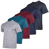 Real Essentials - Pack of 5 Men’s Active Quick Dry Fit Crew Neck T-Shirts Athletic Gym Workout Short Sleeve Tee Tops Camisas para Hombres Summer - Large - Set 1