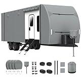 7 Layers top RV Travel Trailer Cover Fits 24'-27' Motorhome -Patuibe Upgraded RV Cover Heavy Duty Windproof Rip-Stop Anti-UV Camper Cover with Tire Covers,Tongue Jack Cover & Gutter Covers