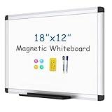 VIZ-PRO Magnetic Whiteboard/Dry Erase Board, 18 X 12 Inches, Includes 1 Eraser & 2 Markers & 4 Magnets