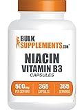 BulkSupplements.com Niacin Capsules - Niacin Flush, Vitamin B3 Niacin Supplement, Niacin 500mg - with Flushing, Gluten Free, 1 Capsule per Serving, 365 Capsules (Pack of 1)