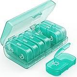 AUVON XL Weekly Pill Organizer 2 Times a Day, Pill Box 7 Day with One-Side Large Openings for Easy to Use, Cyan AM PM Pill Case for Medication, Vitamins, Fish Oils, Supplements