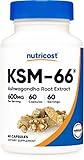 Nutricost KSM-66 Ashwagandha Root Extract 600mg, 60 Veggie Caps - 5% Withanolides - with BioPerine - Full-Spectrum Root Extract