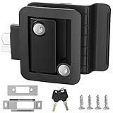 Marvelity Upgraded RV Door Lock Replacement, Black RV Door Latch with Paddle Deadbolt, Fit 3.55" x 2.68" Lock Hole, Black Nylon Material RV Door Lock with 2 Keys for Cargo Hauler Travel Trailer