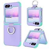 BENTOBEN for Samsung Galaxy Z Flip 6 5G Case with Ring, Heavy Duty 2 in 1 Full Body Rugged Galaxy Z Flip6 Case Girls Women Boy Men Shockproof Protection Cover for Samsung Z Flip 6 6.7”,Purple